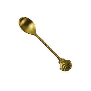 Cuillères à dessert et à thé créatives en laiton doré avec manche à motif floral, finition mate, compatibles lave-vaisselle, pour mariage et usage en cuisine - Product Image 2