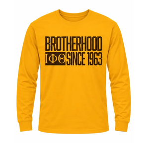 Iota Phi Theta Gold Men’s <b>Long</b> Sleeve T-Shirt Brotherhood Since 1963 Greek Letter Crew Neck Fraternity Casual Cotton Campus - Product Image 4