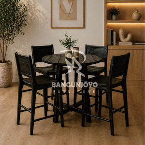 Juego de Mesa y Sillas de Bar de Madera de Teca Sólida Rectangular, Diseño Moderno y Ecológico para Hogar, Bar y Cafetería - Product Image 3
