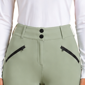 Leggings d'équitation vert sauge pour femmes, taille haute, avec grip en silicone extensible, pour l'entraînement équestre - Product Image 3