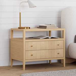 Mueble de Salón Moderno de Madera Maciza con 2 Cajones y Estante Abierto, Diseño Escandinavo - Product Image 6