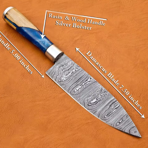 LEGACY BLADES Damascus Steel Chef <b>Knife</b> 7-8in Hand Forged Modern Wood Handle Razor <b>Sharp</b> Ambidextrous Dishwasher <b>Kitchen</b> <b>Knife</b> - Product Image 4