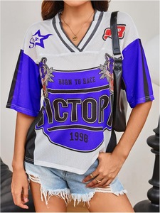 Maillot de football en mesh pour femmes du Brésil, col en V, manches courtes, respirant, coupe ample, impression des numéros d'équipe, vêtements de sport toutes saisons - Product Image 6