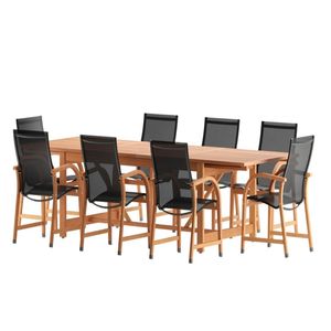 Ensemble de table et chaises de jardin ARDENA en bois, chaises modernes confortables et robustes, style farmhouse, pour cour, salon, extérieur, parc, hôtel, villa - Product Image 1