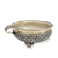 Bol décoratif Uruli gravé à la main en argent allemand, artisanat indien, décoration de la maison, centre de table, cadeaux de mariage