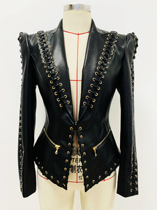 Hot Selling Women's Autumn 2026 New Arrivals Fashion High Quality <b>Leather</b> <b>Jacket</b> Women <b>Long</b> Sleeve Slim Fit <b>Jacket</b> - Product Image 2