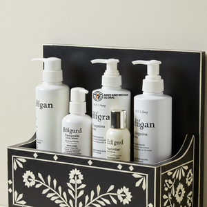 Estante de Baño de Lujo con Incrustaciones de Hueso Negro – Estante de Vanidad Floral Montado en la Pared Hecho a Mano con Incrustaciones de Hueso Negro - Product Image 4