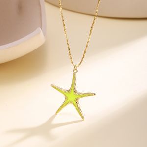 Collier pendentif étoile de mer en émail délicat QIKU, série océan, animal marin, bijoux minimalistes pour enfants - Product Image 3
