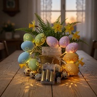 Guirlande lumineuse LED décorative pour la maison, motif floral ajouré, colorée, pour Pâques et les fêtes de printemps