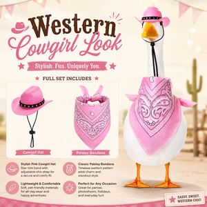 Décoration de Jardin Extérieur pour Porche : Chapeau de Cowgirl Rose, Bandana Paisley, Vêtements de Statue d'Oie, Décoration de Vacances Western - Product Image 4