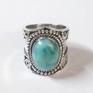 Bague en larimar bleu, argent 925, pierre précieuse, pour elle - Product Image 2