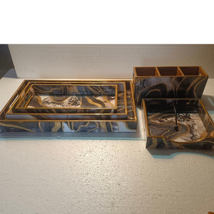 Ensemble de plateaux de service en bois multifonctionnels écologiques imprimés décoratifs - Product Image 2