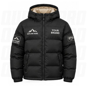 Custom Outdoor Puffer Jackets Men <b>Women</b> Lightweight Warm Bubble Down Jacket Hood Embroidery DTG Printing <b>Windbreaker</b> - Product Image 1