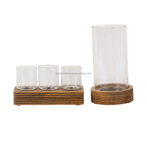 Vente en gros de chandelier en bois et en verre de luxe fait à la main sur mesure Bougeoir en bois pour la décoration de Noël - Product Image 4