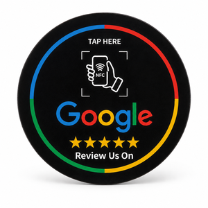 Carte NFC per <span class=keywords><strong>Recensioni</strong></span> Google, Adesivi da Tavolo Rotondi in Acrilico NTAG213 100mm, Funzione 'Tap to Review' per Ristoranti, Caffè e Negozi - Product Image 1