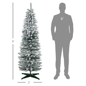 Albero di Natale Artificiale Sottile da 210 cm, Rami Realistici, Base in PE PVC, 6 Piedi, Effetto Neve, Elegante - Product Image 3
