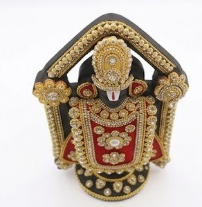Estatua de Raja Rani en Tono Rojo Dorado Hecha a Mano, Figura de Diosa de Resina con Cuentas de Perlas para Decoración del Hogar, Sala de Estar o Mesa - Product Image 2