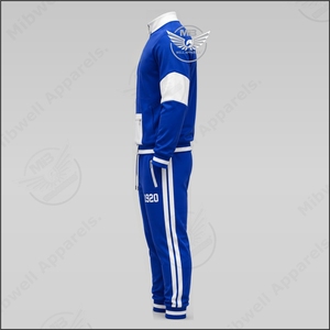 Ensemble de survêtement pour femme New Zeta bleu et blanc, veste à fermeture éclair à manches longues avec logo brodé, vêtements de sport décontractés - Product Image 2