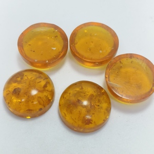 Cabujón de Ámbar Báltico de Resina de Corte Redondo, Gema Suelta para la Fabricación de Joyas - Product Image 3