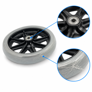 Roue de remplacement TPR de 8 pouces pour déambulateur NOVA V4206, avant et arrière, avec roulements et axe - 1 pièce - Product Image 3