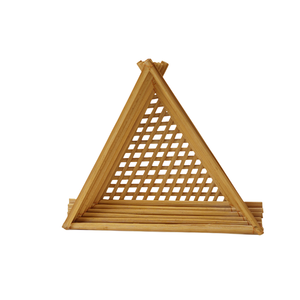 Corbeille à fruits triangulaire en bambou artisanale, plateau à niveaux, centre de table géométrique, bol de présentation, vente en gros - Product Image 1