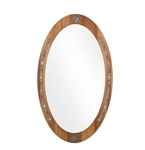 Luxury Oval Wooden Wall Mirror Handcrafted Mosaic Inlay Decorative Mirror Wholesale Vintage Home Decor Bathroom Mirror For Decor - Product Image 2