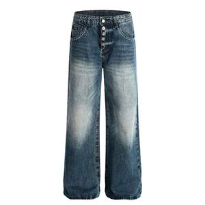 Pantalones vaqueros de mezclilla para hombre al por mayor, jeans de mezclilla índigo, pantalones de tela vaquera, fabricante OEM para cadenas de moda - Product Image 1