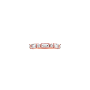 Bague de luxe en or massif 10K 14K plaqué, sertie de diamants de laboratoire taille baguette et ronds, et de moissanite, empilable, pour mariage et fiançailles - Product Image 2