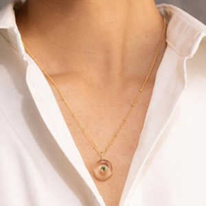 Pendentif en argent 925 plaqué or avec pierre naturelle de quartz clair, bijou vintage, cadeau pour elle, maman, épouse, sœur, demoiselle d'honneur - Product Image 3
