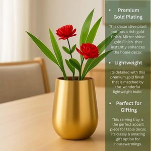 Pot de fleurs en métal doré pour plantes d'intérieur, pot de fleurs décoratif, pot rond moderne, conteneur pour plantes, décoration de table pour la maison, le jardin, le bureau - Product Image 3