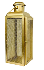 Gold Square Metal Lantern With <b>Mesh</b> <b>Screen</b> Hanging Decor For Home Decoration - Product Image 3