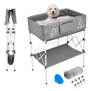Stazione di Lavaggio e Toelettatura Pieghevole per Animali Domestici, Vasca da Bagno Portatile Salvaspazio per Cani, Ideale per Esterni - Product Image 1