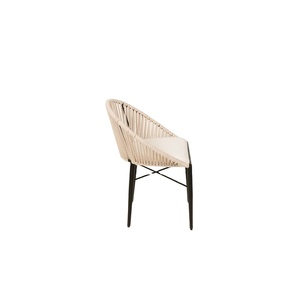 Chaise de bureau à domicile moderne avec dos en corde tissée et cadre en fer confortable Mobilier à bascule conçu par des artisans - Product Image 3