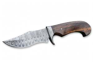 Cuchillo utilitario de hoja fija de acero de Damasco hecho a mano con mango de palisandro personalizado y bolster de Damasco EDC - Product Image 6