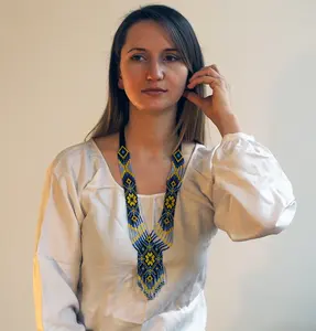 UNIQUE BEST Blue Yellow Ukrainian Flag Gerden Necklace, <b>Native</b> Ukrainian Jewellery, Kyiv Ethnic Necklace for Wedding, party - Product Image 6