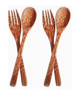 Nouvel ensemble de fourchettes en bois d'acacia 100 % naturel réutilisables, vente chaude, pour la maison, les fêtes et la table à manger - Product Image 3