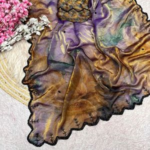 Sari de seda con estampado digital de Bollywood, con estampado floral y trabajo Cutdana, blusa sin coser, precio al por mayor de Royal Export - Product Image 6