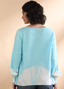 Maaesa Blusa Ligera de Verano para Mujer, Casual, de Rayón, con Estampado Tie-Dye, Cuello en V, Manga Larga, Colección de Diseñador - Product Image 2