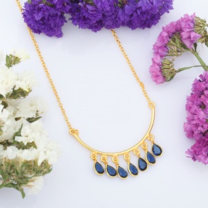 Colliers en forme de pierre de poire plaquée or véritable 18 carats avec chaîne simple de qualité supérieure - Product Image 4