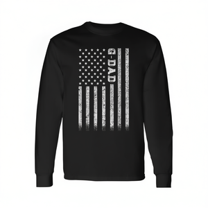 T-shirt a maniche lunghe con bandiera americana G-Dad, design patriottico da uomo, girocollo, colore nero, per adulti - Product Image 2