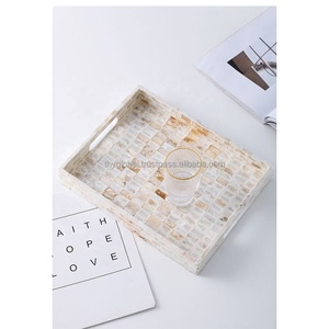 Plateaux ronds en nacre de luxe fabriqués à la main, nouveau Design, décoration rectangulaire, vente en gros - Product Image 2