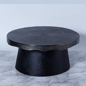 Compre Ahora Mesa de Centro Redonda Moderna con Diseño en Espiral, Muebles Minimalistas Hechos a Mano para Sala de Estar, Acabado Negro - Product Image 1