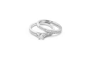 Anillo de Diamantes de Plata 925 y Oro, Anillo de Compromiso con Diamantes Naturales y Cultivados en Laboratorio, Joyería Fina para Mujer - Product Image 3