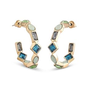 Fashion Anti-Tarnish Multicolor <b>Crystal</b> Hoop <b>Earrings</b> for Women Lightweight Stone <b>Studded</b> Wedding Jewelry (WE009Mul) - Product Image 1