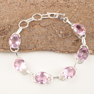 Natural Morganite Gemstone <b>Bracelet</b> Adjustable <b>Boho</b> Chain Style Oval Faceted Cut Crystal Pink With Bezel Sett Fashion <b>Bracelets</b> - Product Image 4