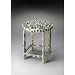 Table d'appoint en bois massif avec incrustations de os, style design industriel moderne, pour extérieur, salle à manger, salon, salle de bain, appartement - Inde - Product Image 2