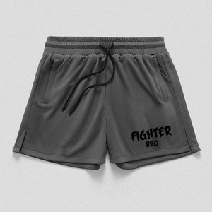 กางเกงขาสั้นตาข่ายแห้งเร็วสำหรับผู้ชาย Fighter Bro พร้อมเชือกผูกเอวและกระเป๋าใส่ของ ชุดกีฬาลำลอง - Product Image 1