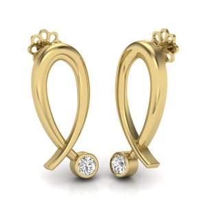 Pendientes de Oro 14k con Diamantes de Laboratorio VVS1, Diseño Minimalista Personalizado con Lazo, Fabricante de Joyería B2B, Venta al por Mayor, Par de Pendientes Infinity Drops - Product Image 1