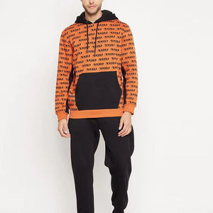 ชุดเซ็ตเสื้อฮู้ดและกางเกงวอร์มผ้าฟลีซพิมพ์ลายโลโก้ 3 มิติ แบบพัฟฟ์ สไตล์ลำลอง สตรีทแวร์ สำหรับผู้ชาย เหมาะสำหรับฤดูหนาว - Product Image 1