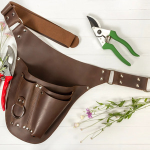 Cinturón de herramientas de cuero OEM/ODM para floristería, organizador de jardinería multibolsillos, soporte para tijeras, artesanía premium, venta al por mayor. - Product Image 2